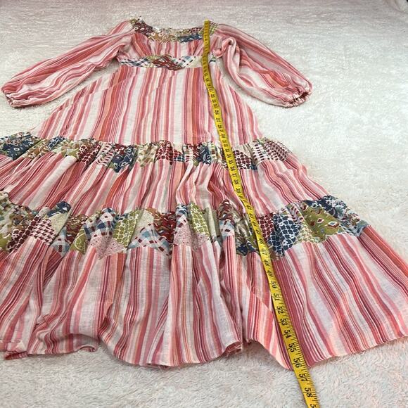 Vintage 70s this is Yours peppermint stripe patchwork boho tiered maxi dress, 9 - Picture 4 of 11